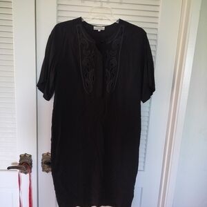 World Market 100% Viscose Embroidered Black Dress Size Small/Medium
